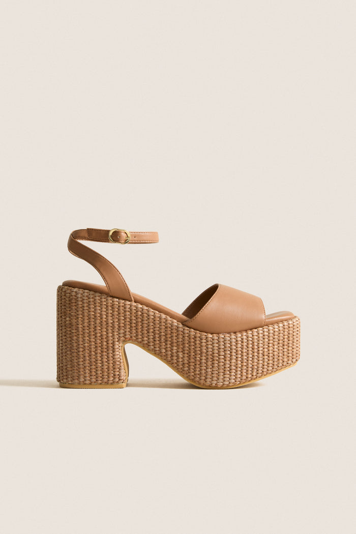 Cognac Arden Platform Heels