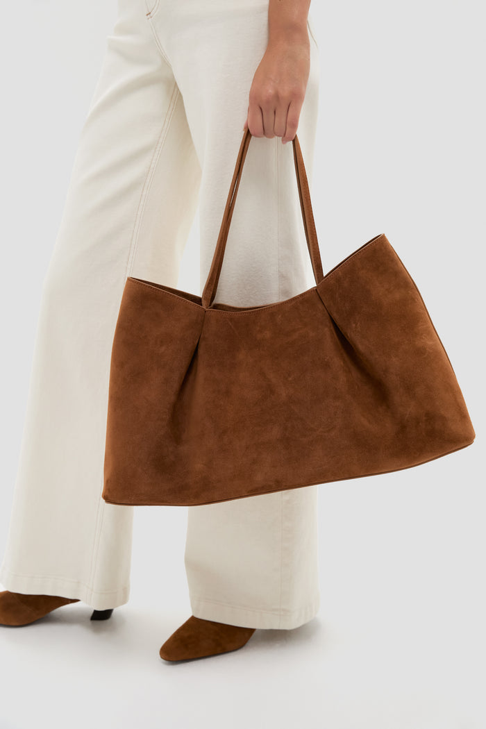 Cognac Suede Dimple Tote