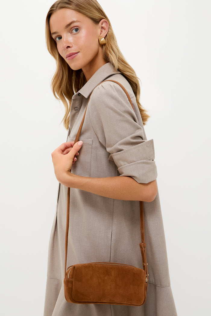 Cognac Suede Mini Trousse