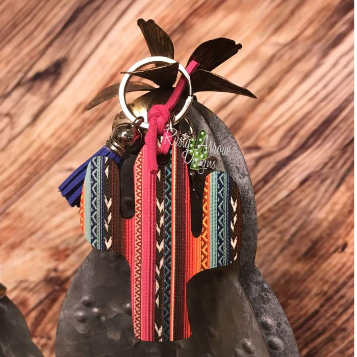 Colorful Stripe Cactus Key Chain