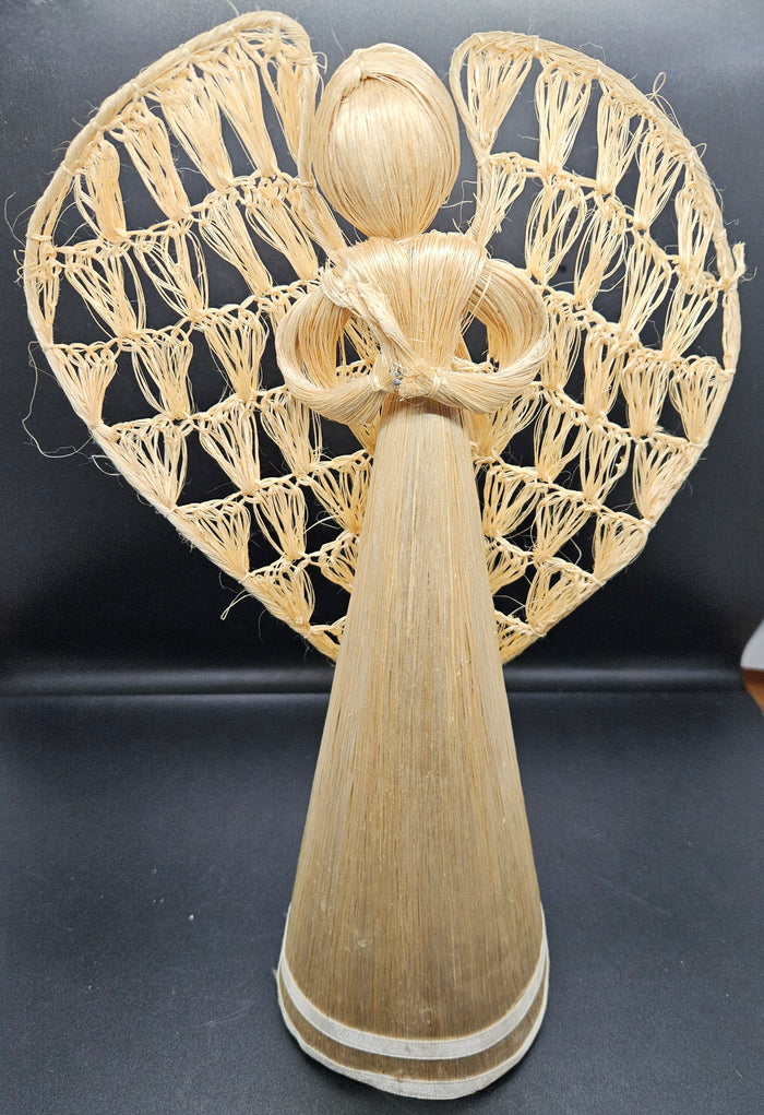 Corn Husk 13 Inch Praying Angel Figure Display Spiritual Figurine Rustic Style