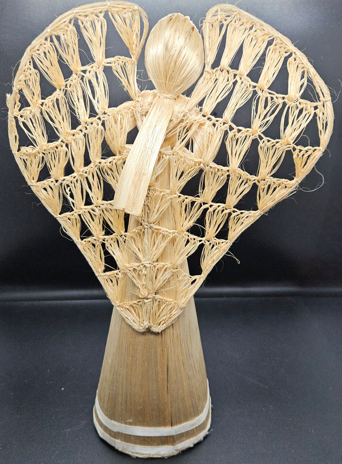 Corn Husk 13 Inch Praying Angel Figure Display Spiritual Figurine Rustic Style