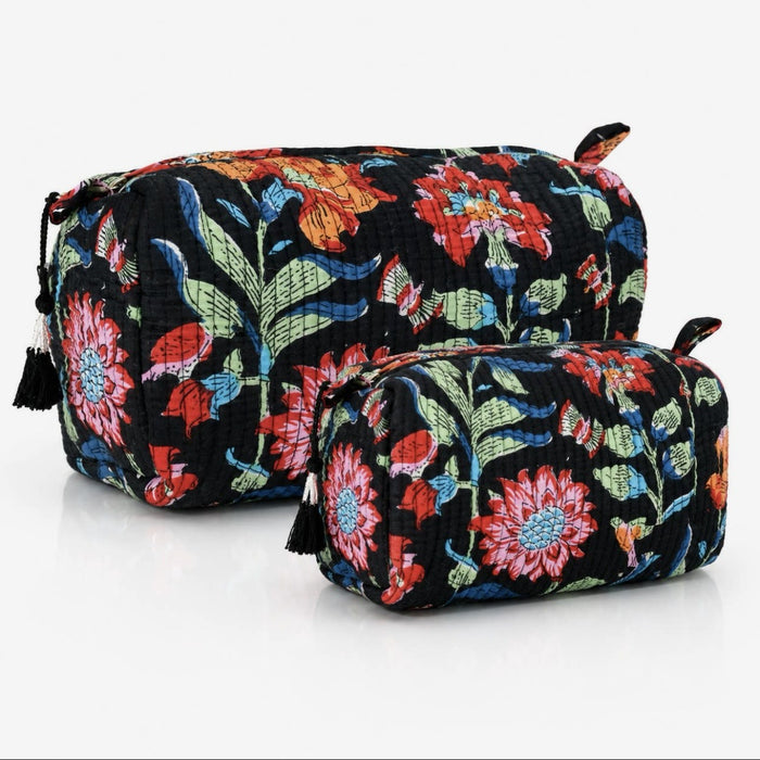 Cotton Print Cosmetic Bag Storage Set of 2 Cotton Print