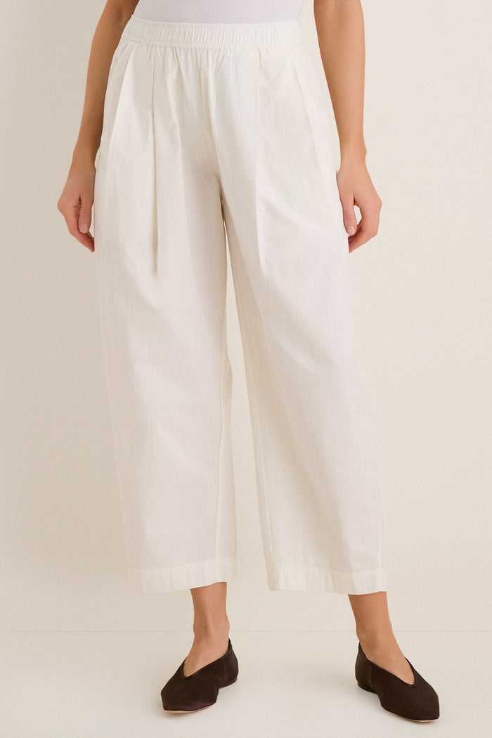 Cream Spa Pleat Pant