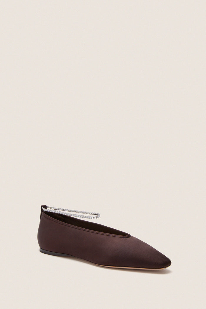 Dark Brown Satin with Crystals Emery Flats