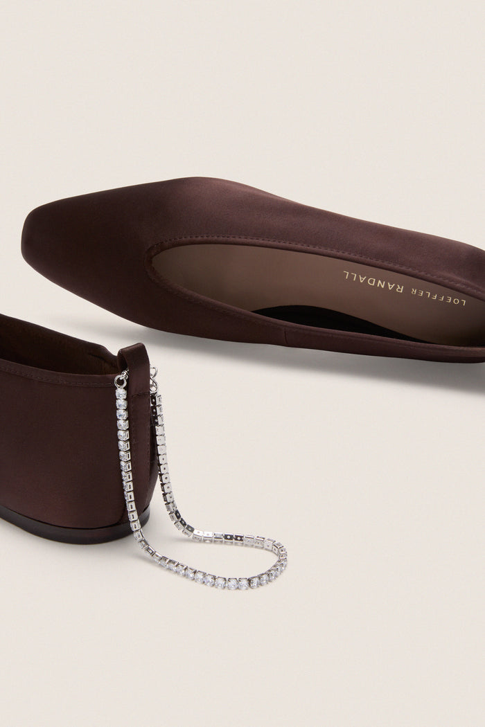 Dark Brown Satin with Crystals Emery Flats
