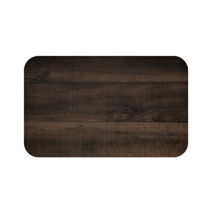 Wood plank image in rich brown color on a memory foam mat.