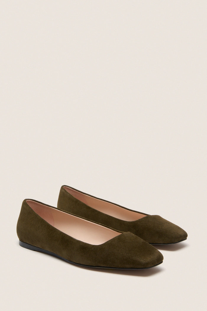 Dark Olive Suede Nadia Flats