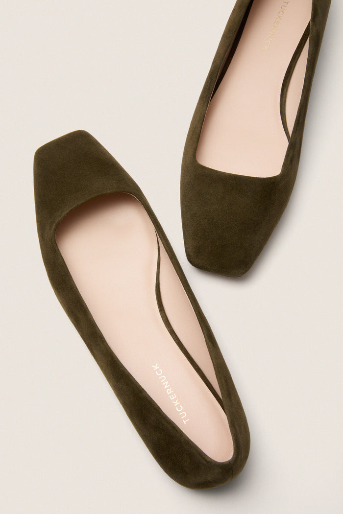 Dark Olive Suede Nadia Flats