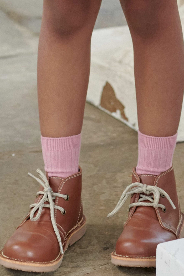 Dark Tan Leather Kids Desert Boots