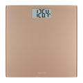Digital champagne bathroom scale with a centered display showing 126.4 lb