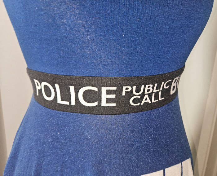 Doctor Who BBC Large Blue TARDIS Police Public Call Box Sleeveless Skater Dress