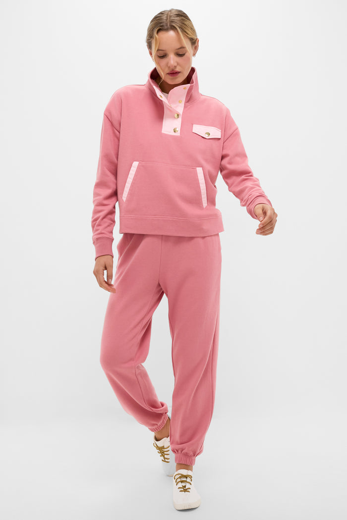 Dusty Rose Snap Neck Bailey Pullover