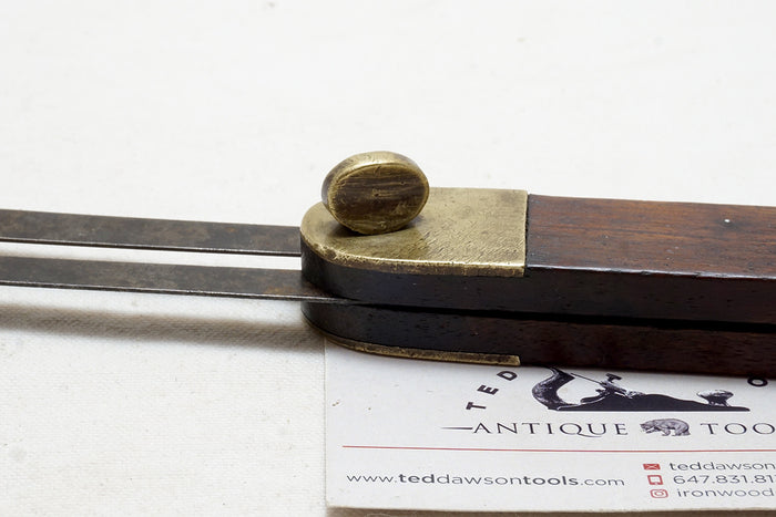 EARLY CONNECTICUT STYLE ROSEWOOD AND BRASS SLIDING BEVEL SQUARE