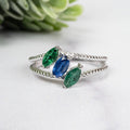 Emerald + Kyanite Ring 6x3mm Size 7 - InnerVision Crystals