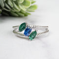 Emerald + Kyanite Ring 6x3mm Size 8 - InnerVision Crystals