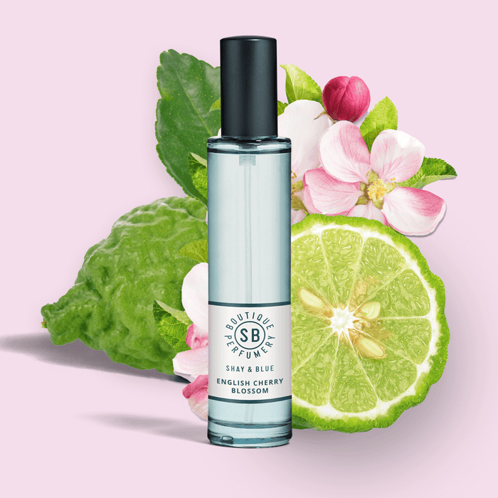 English Cherry Blossom Fragrance 30ml | Airy blossom with black cherries, fig and bergamot for a sparkling citrus lift. | Clean All Gender Fragrance | Shay & Blue