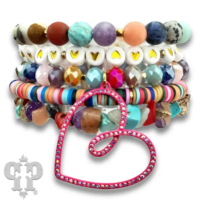 Five Strand Bracelet with Open Heart Charm