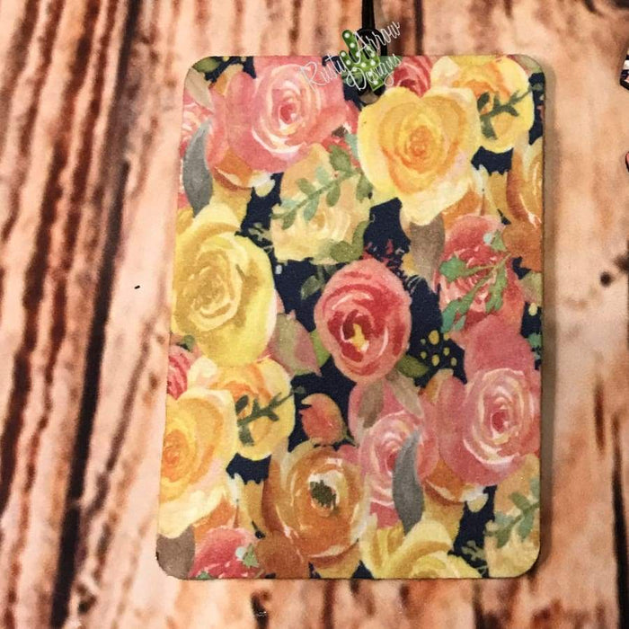Floral and Stripes Air Freshener and Coaster Set Orange 1 - Air Freshener