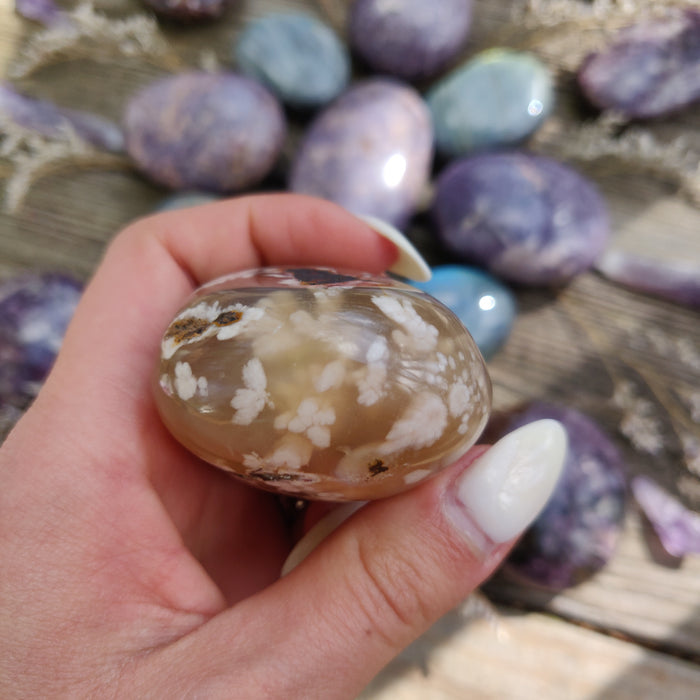 Flower Agate Palm Stone (#28)
