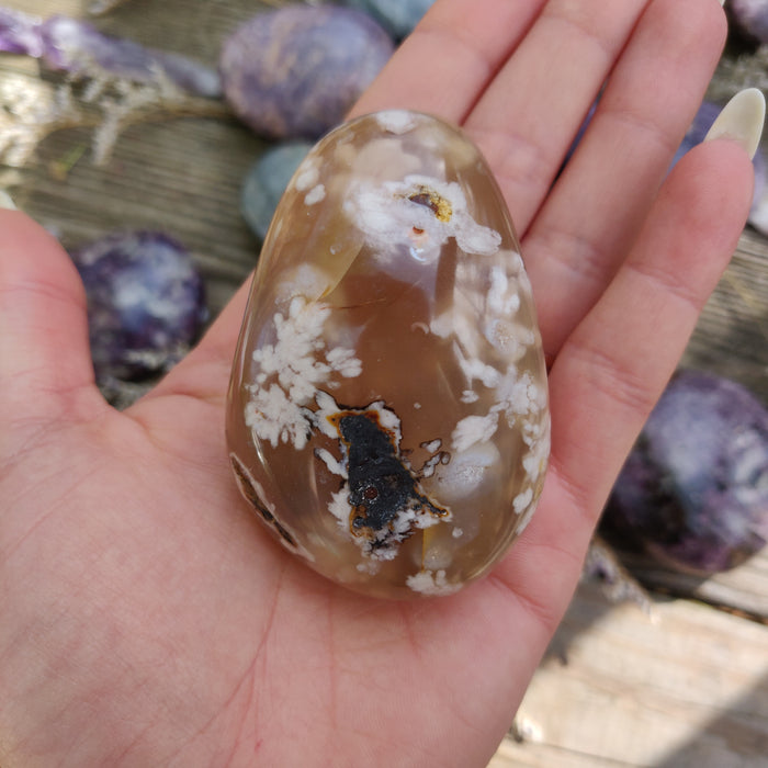 Flower Agate Palm Stone (#28)