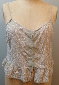 FOREVER 21 XXL Tan White Floral Button Front Spaghetti Strap Peplum Tank Top