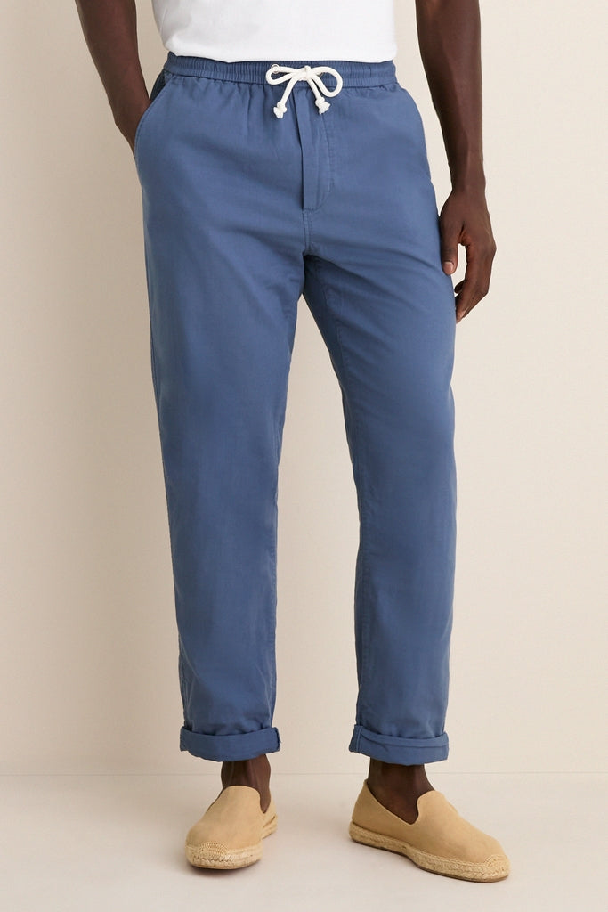 French Blue Slim Straight Fit Saturday Beach Pant