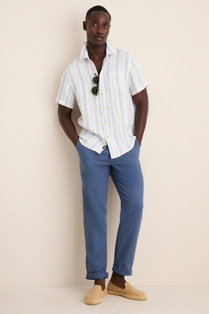 French Blue Slim Straight Fit Saturday Beach Pant