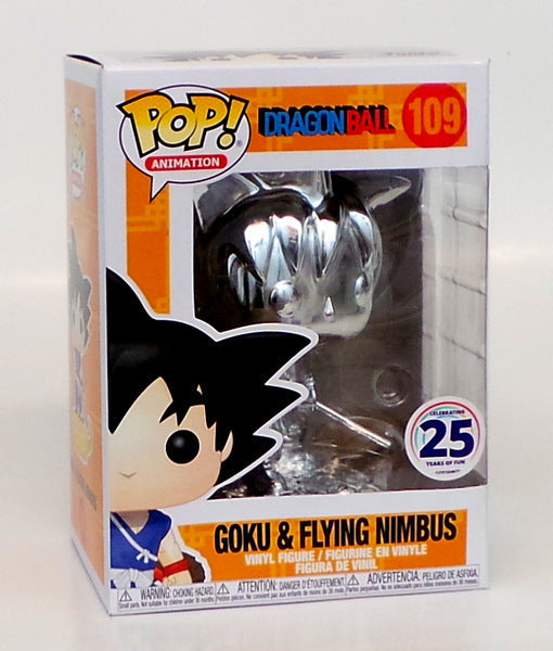 Funko Pop! Goku & Flying Nimbus #109 Dragon Ball Silver Chrome Funimation 25th