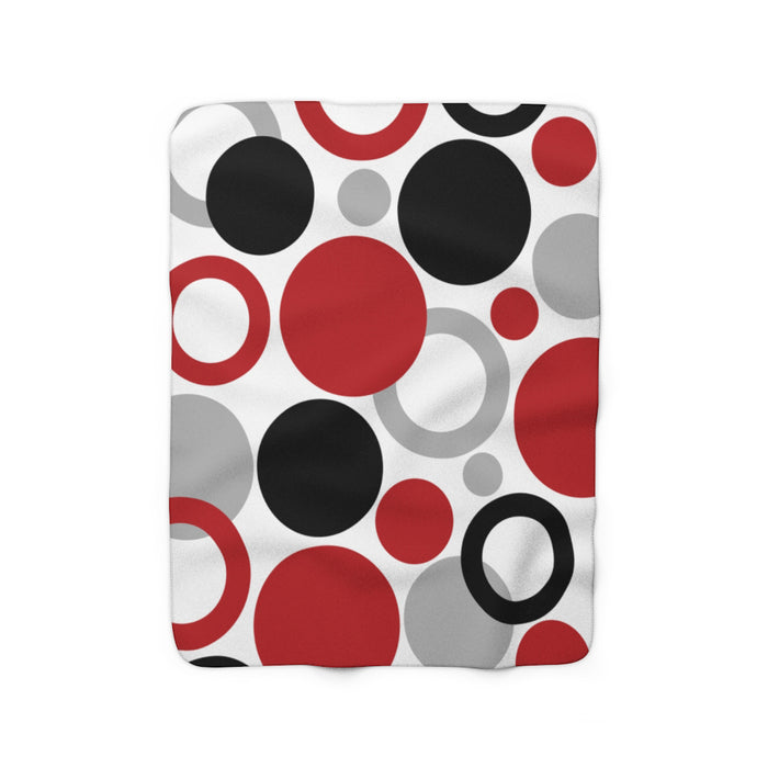 Geometric Dots Sherpa Fleece Blanket - Red, Black, & Gray  - SFB28