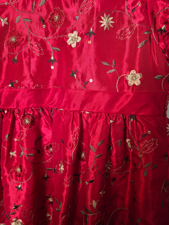 Girls Size Large Unbranded Red Floral Dress