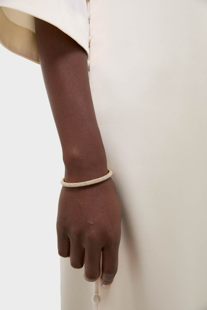 Gold and Pave Tubular Bracelet