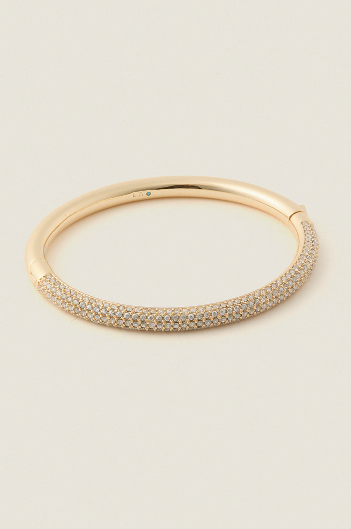 Gold and Pave Tubular Bracelet