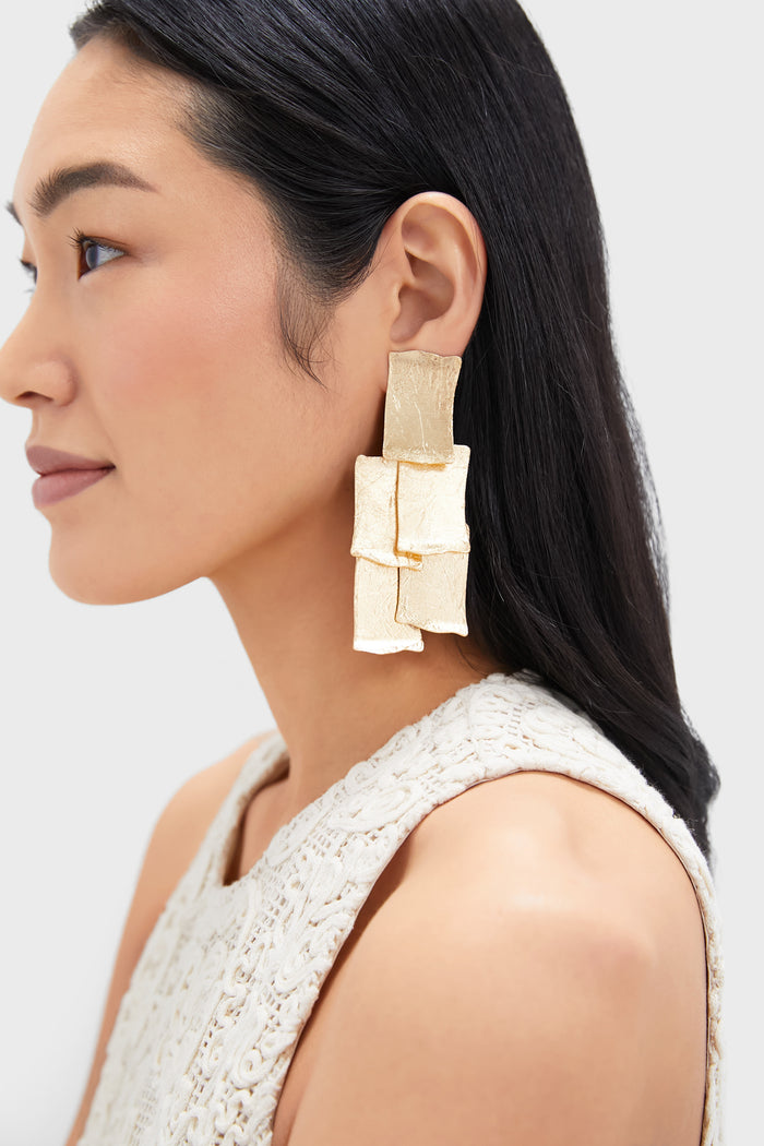 Gold Foiled Wood Brooklyn Earrings
