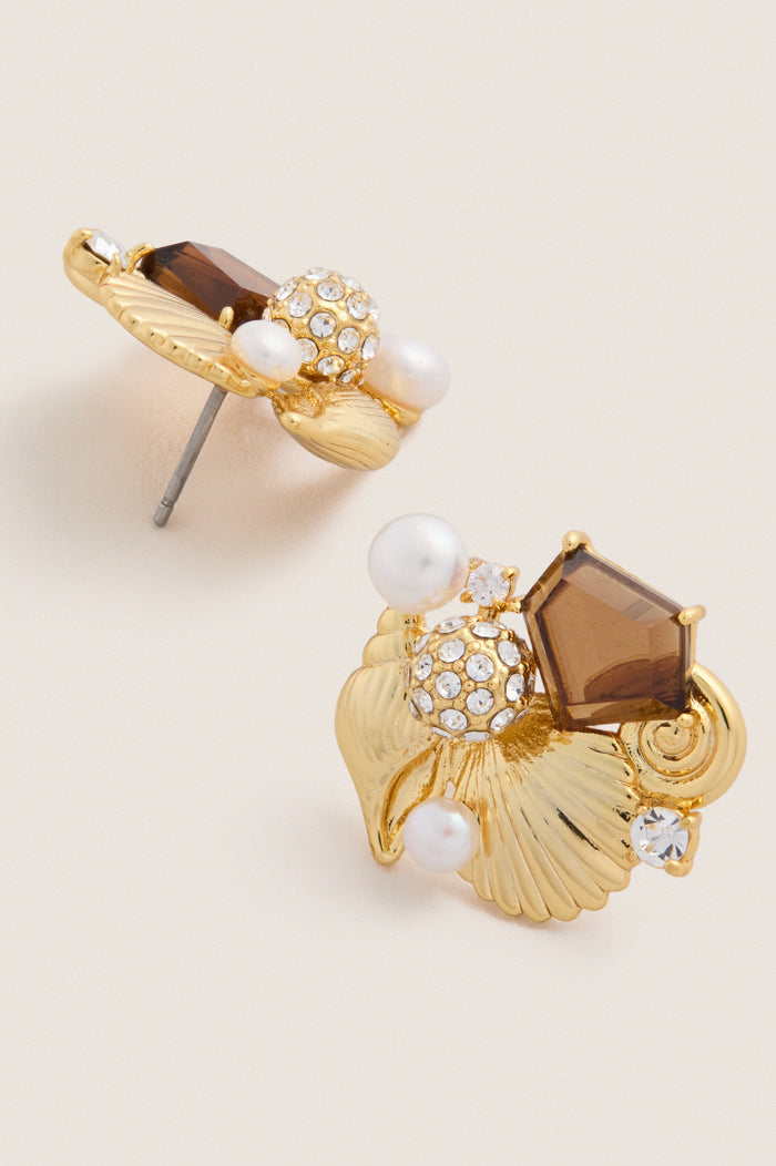 Gold Majolica Earrings