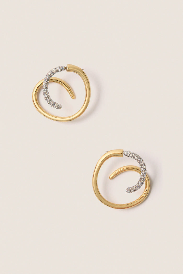 Gold, Silver and Crystal Bowery Earrings