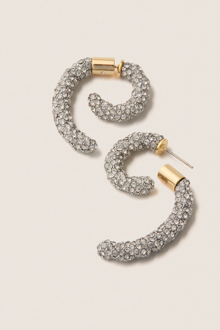 Gold, Silver and Crystal Luna Braided Pave Earrings
