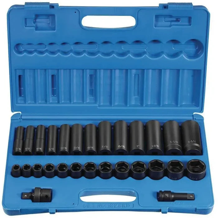 Impact Socket - GP 1/2 In Drive Standard And Deep Impact Socket Sets (28 Piece)