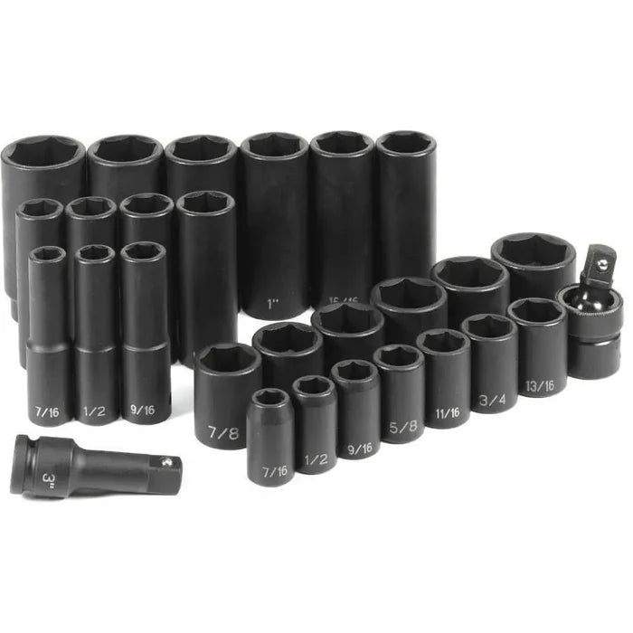 Impact Socket - GP 1/2 In Drive Standard And Deep Impact Socket Sets (28 Piece)