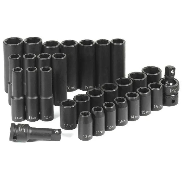 Impact Socket - GP 1/2 In Drive Standard And Deep Metric Socket Set (30 Piece)