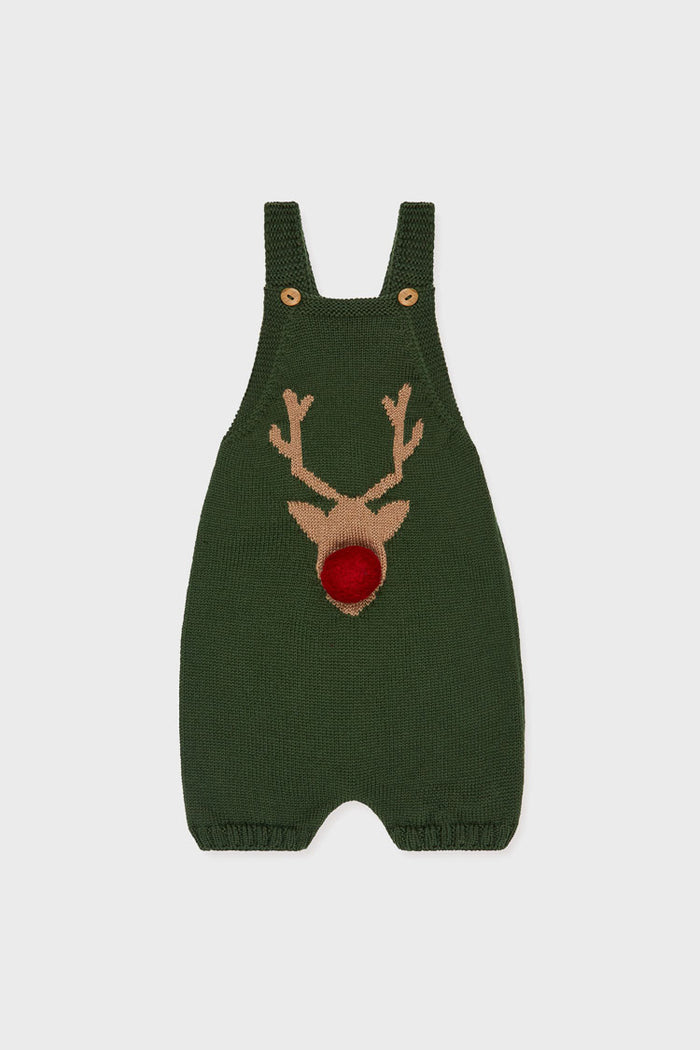 Green Reno Merino Baby Knitted Dungarees