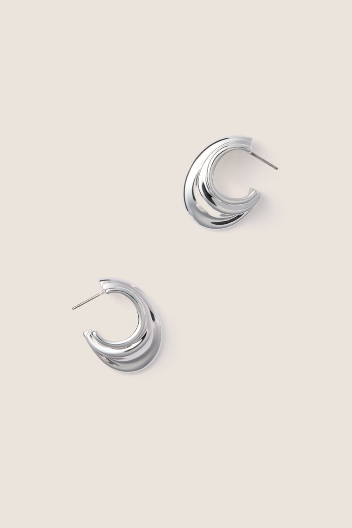 High Polish Silver Leona Hoops