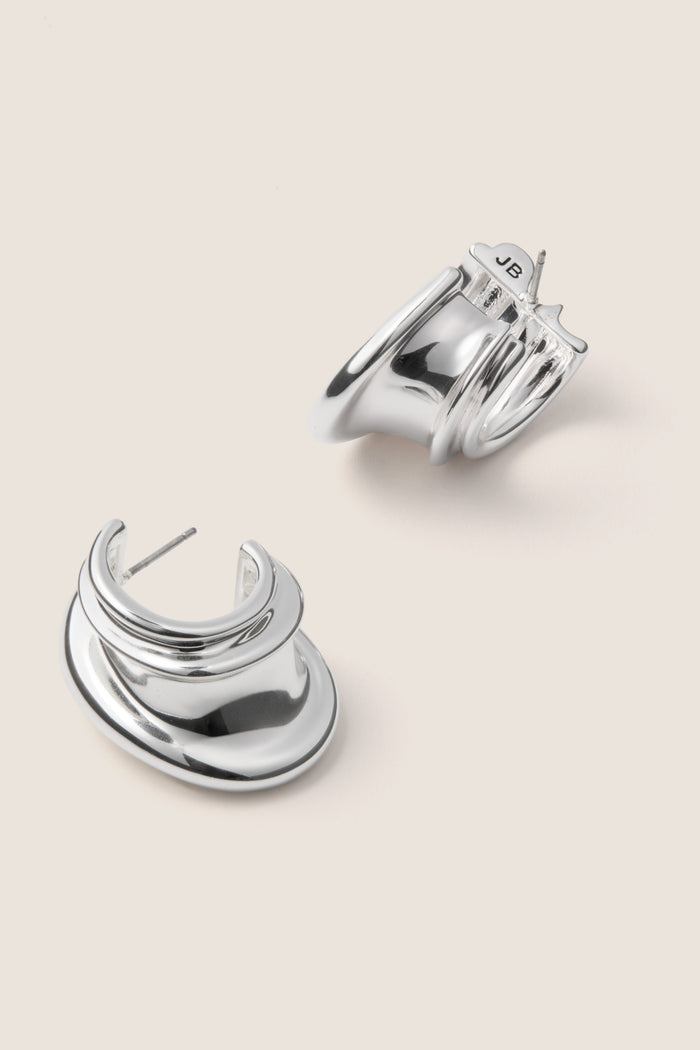 High Polish Silver Leona Hoops