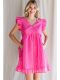 Hot Pink Check Dress