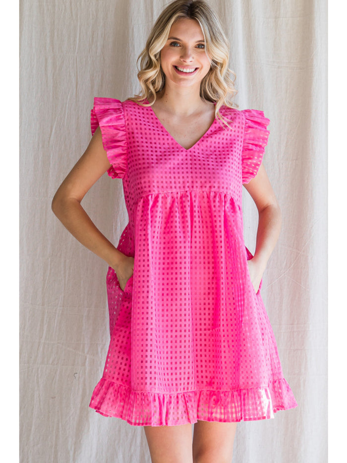 Hot Pink Check Dress