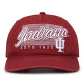 Indiana Hoosiers Original Heritage Script Snapback in vintage red, front view showing embroidered school script
