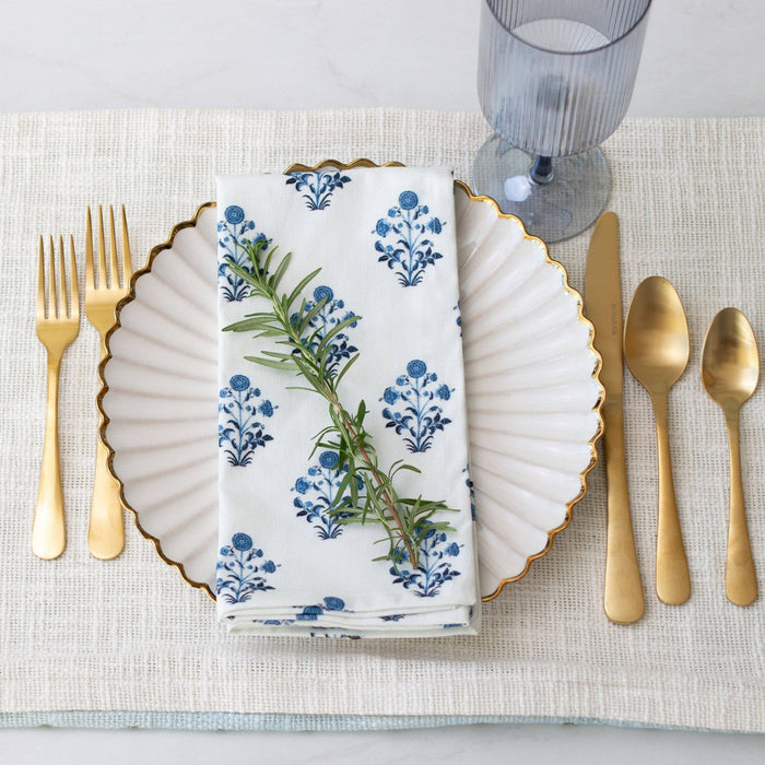 Isabella Blue Handcrafted Block Print Napkins - Set of 4