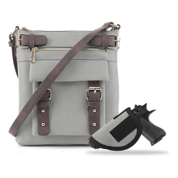 Jessie James Hannah Concealed Carry  Lock and Key Crossbody  Light Gray