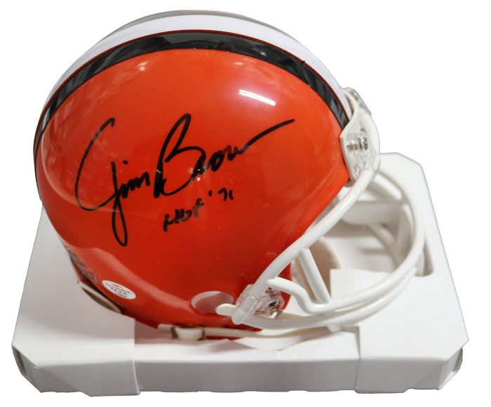 Jim Brown Cleveland Browns Signed Autographed Football Mini Helmet PAAS COA