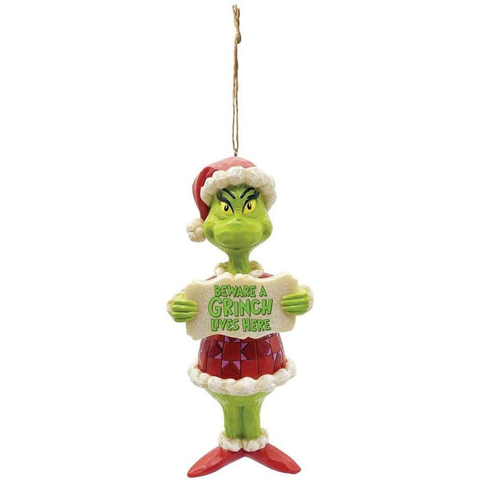 Jim Shore Grinch Beware a Grinch Lives Here PVC Hanging Ornament   #6009535  Free Shipping